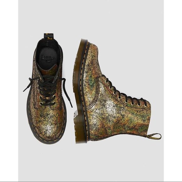 ๐ DR. MARTENS 1460 PASCAL METALLIC GOLD IRIDESCENT CRACKLE BOOTS๐ - Picture 2 of 15